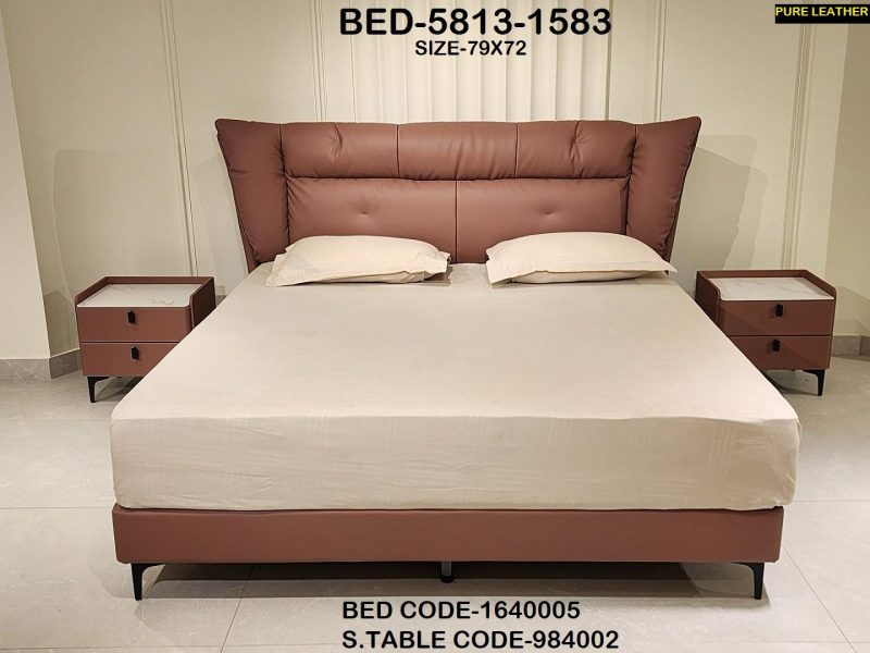 Modern Brown Leather Bed