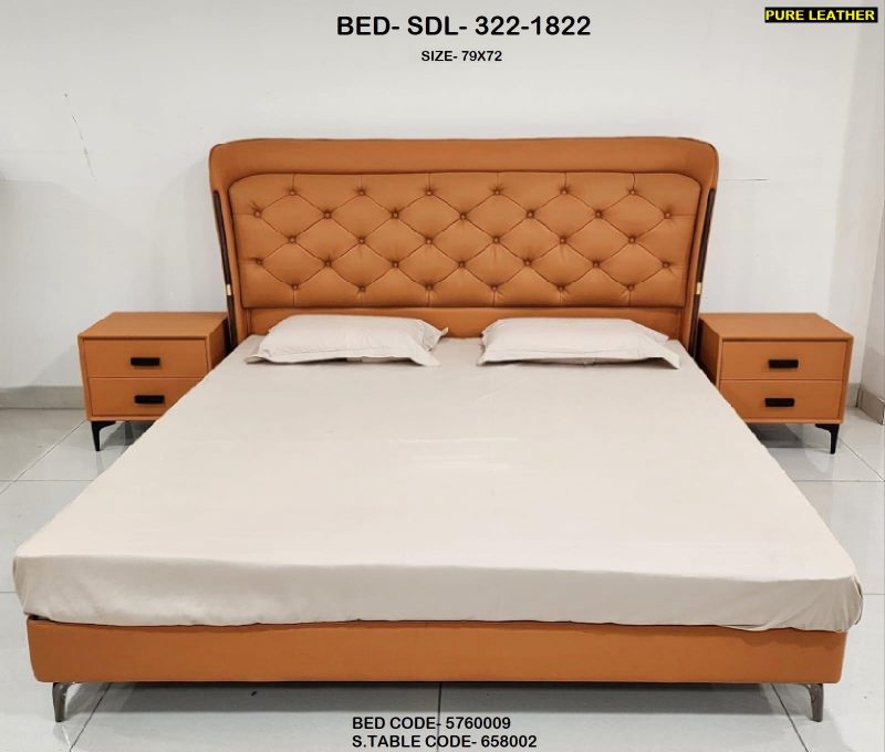 Luxurious Camel Leather Bed