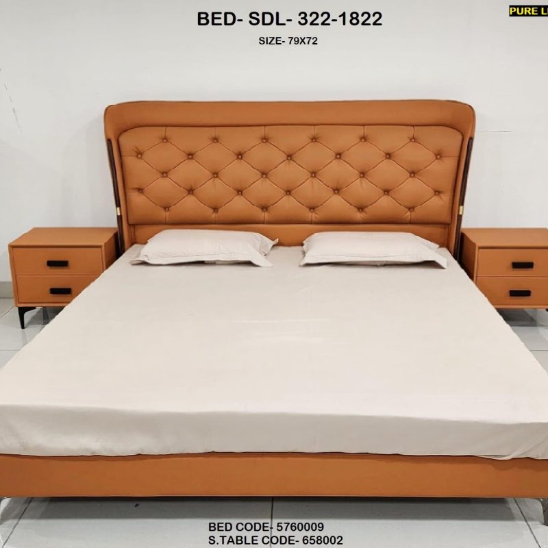 Luxurious Camel Leather Bed