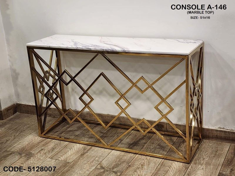 Geometric Gold Console Table