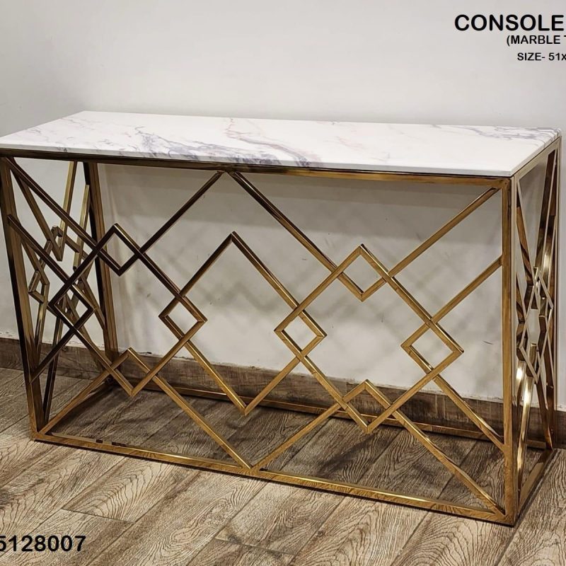 Geometric Gold Console Table
