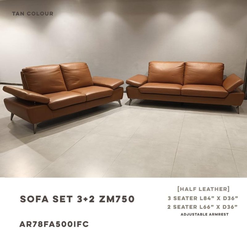 Tan Leather Sofa Set (3+2)