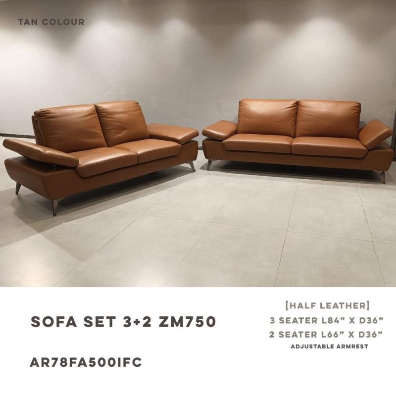Tan Leather Sofa Set (3+2)